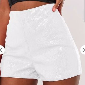 **WHITE SEQUIN SHORTS**